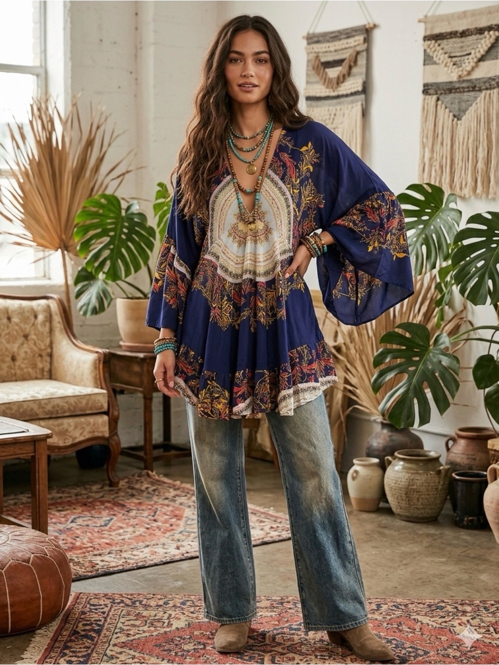 Free People Sunset Dreams Boho Tunic Sz S